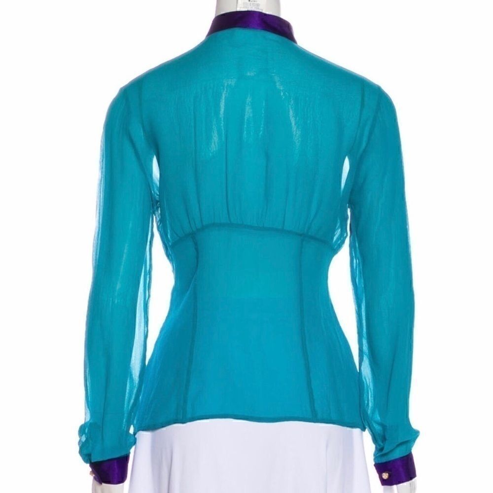 D&G Silk Mock Neck Button-up Top size 42 - Picture 3 of 3